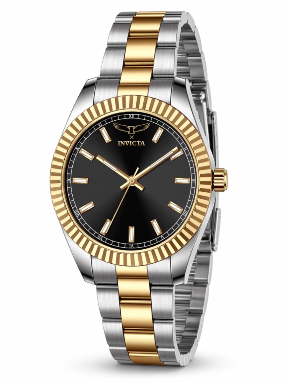 Invicta “Specialty” Two-Tone Gold and Silver Watch with Black Dial